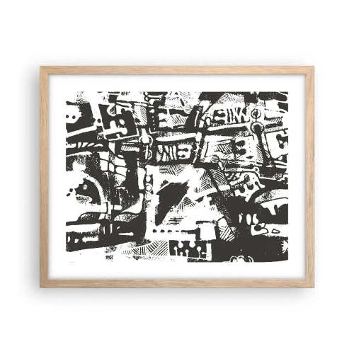 Plakat i ramme af lyst egetræ - Orden eller kaos? - 50x40 cm