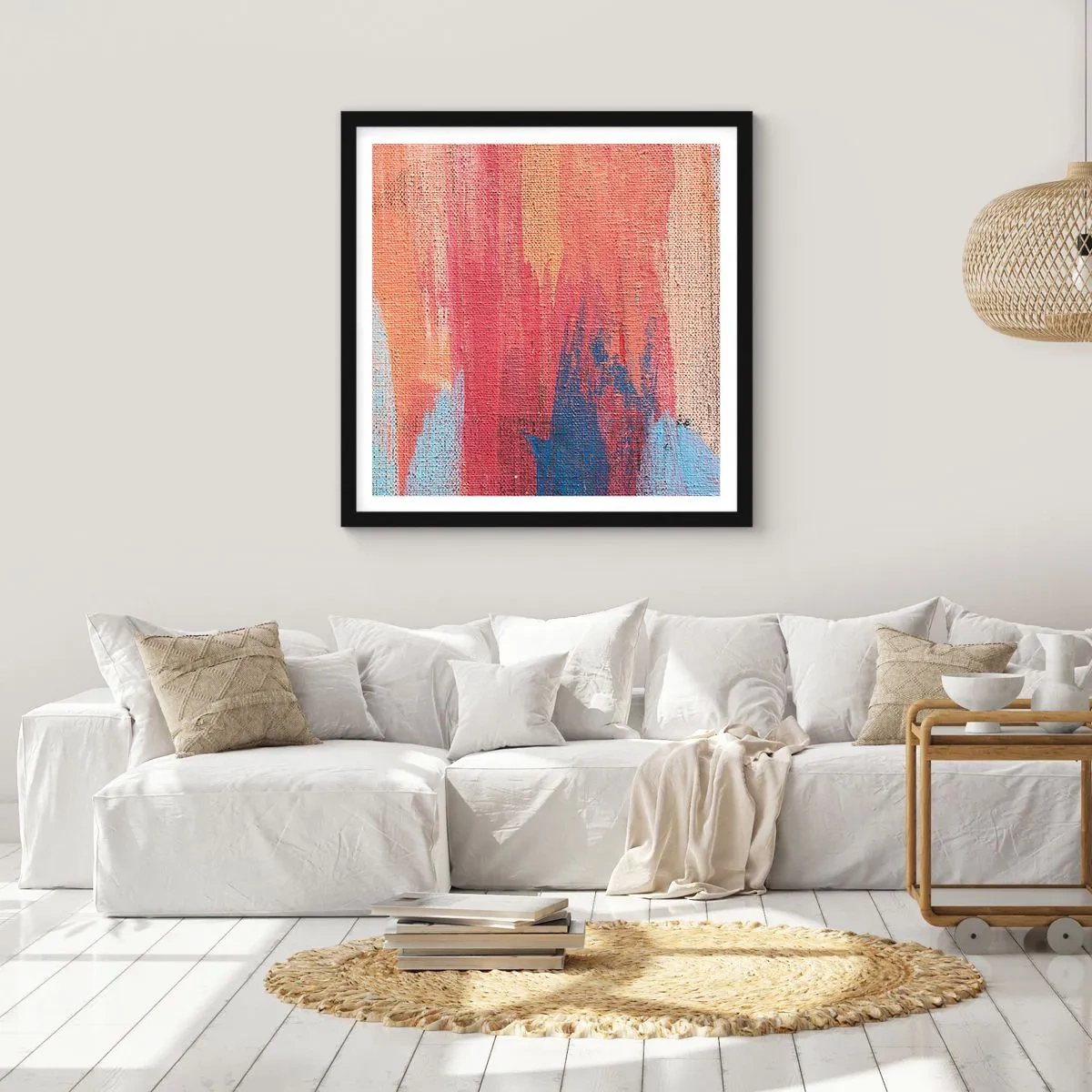 Plakat i sort ramme - Lad en regnbue flyde - 60x60 cm