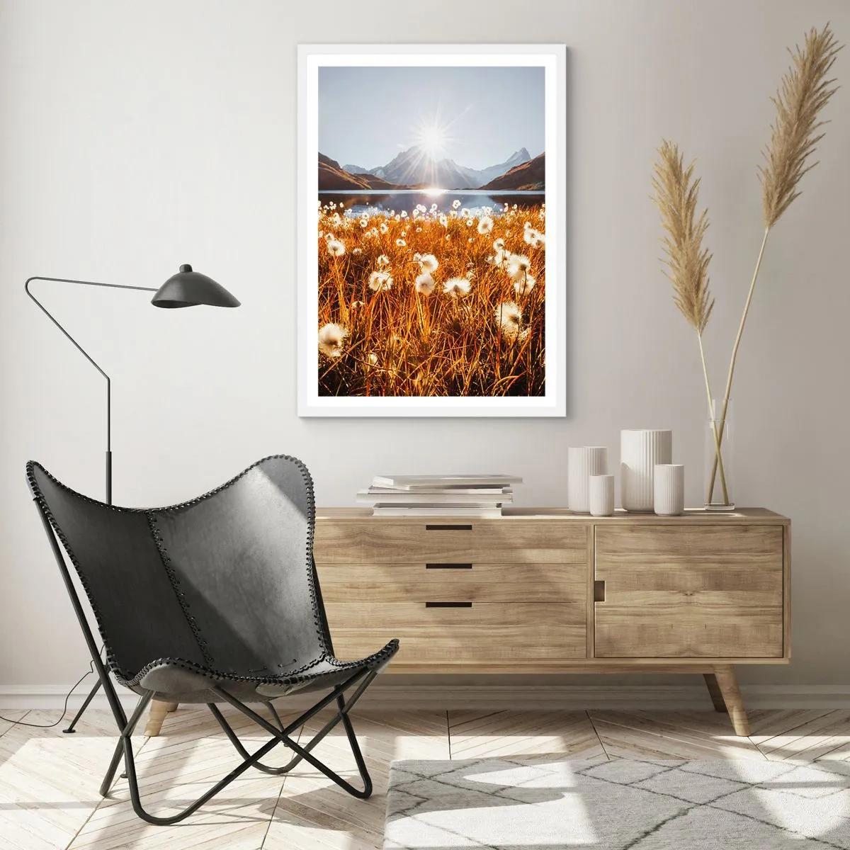 Plakat i hvid ramme - Hårdhed af sten, blødhed af græs - 30x40 cm