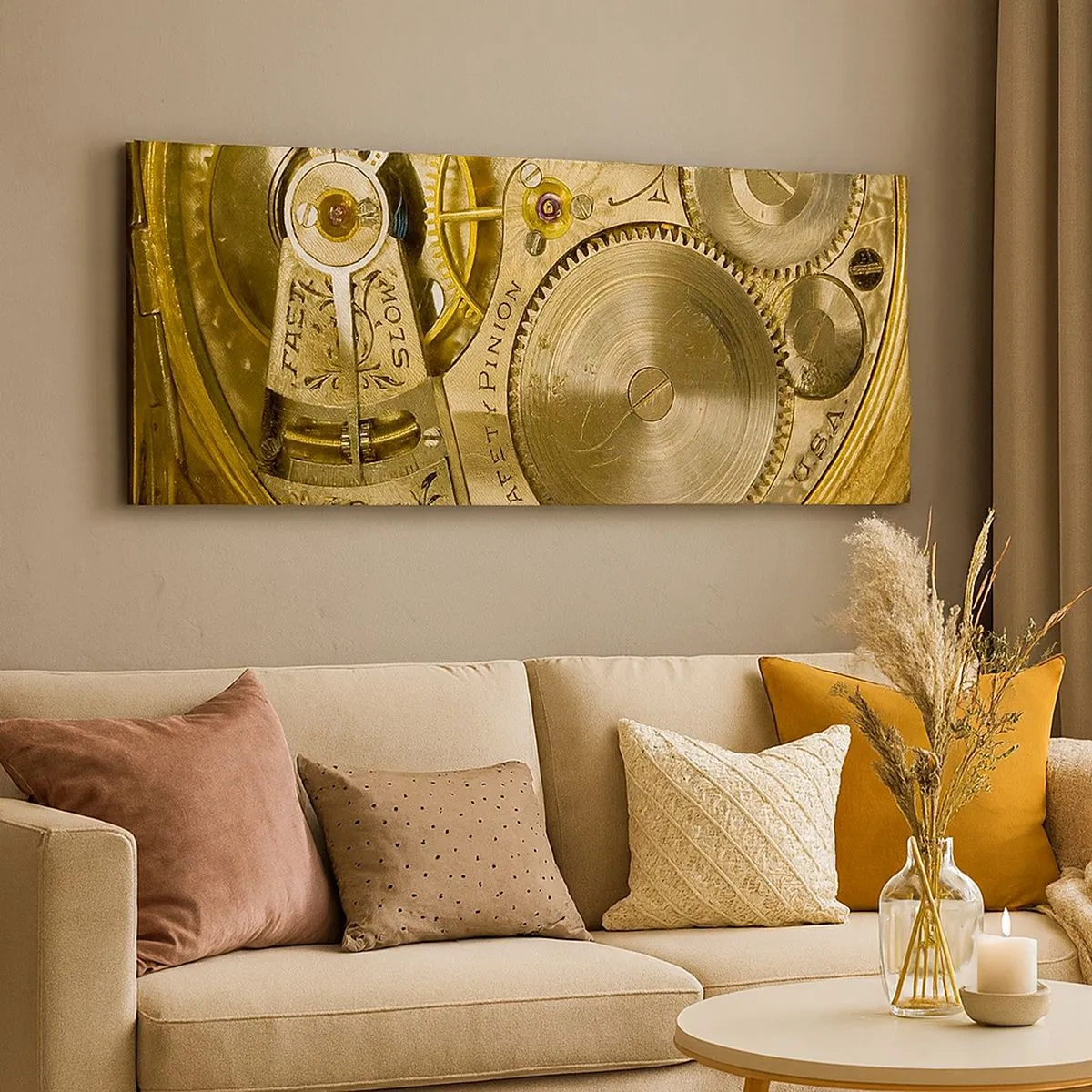 Lærredstryk - Billede på lærred - Følg med tiden - 100x40 cm