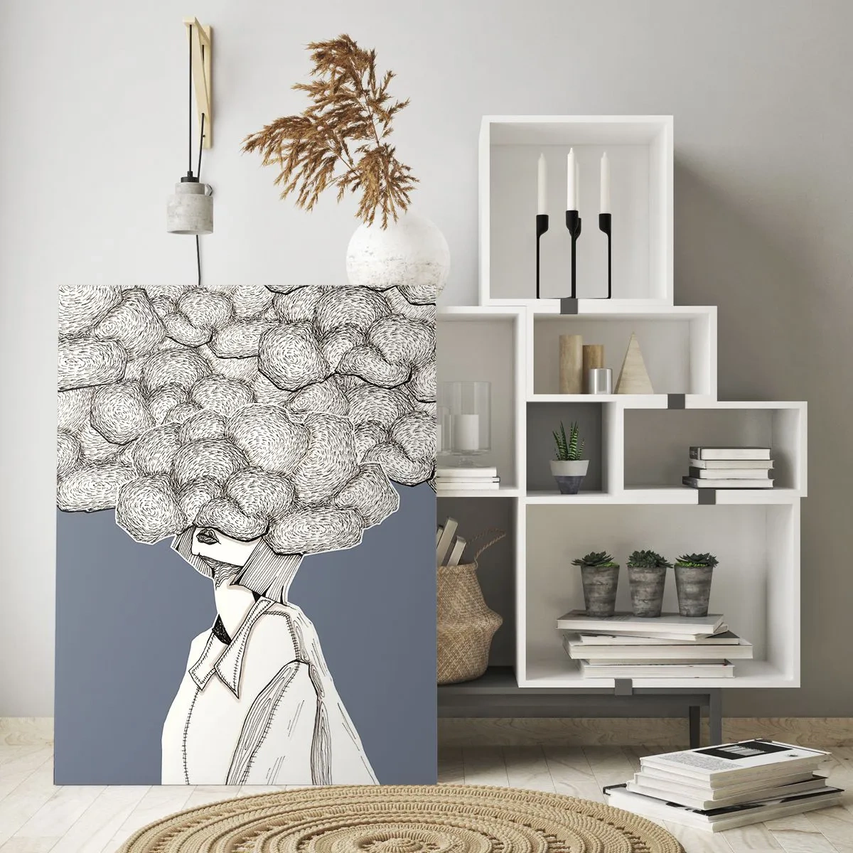 Billede på glas - Med hovedet i skyerne - 80x120 cm