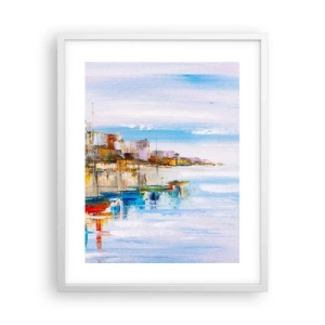 Plakat i hvid ramme - Flerfarvet urban havn - 40x50 cm
