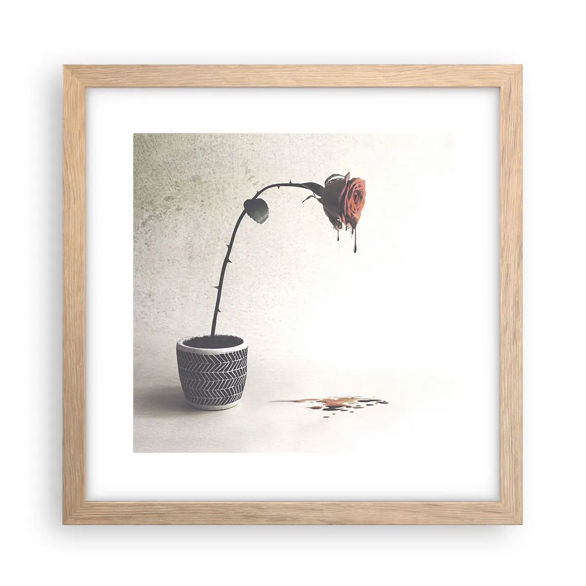 Plakat i ramme af lyst egetræ - Rosa dolorosa - 30x30 cm