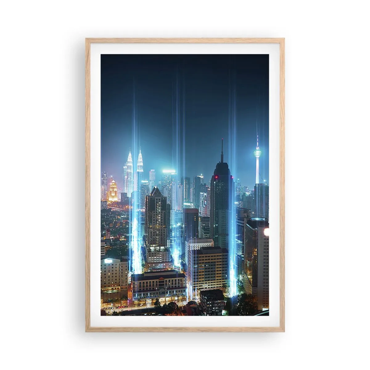 Plakat i ramme af lyst egetræ - Berlin til himlen - 61x91 cm