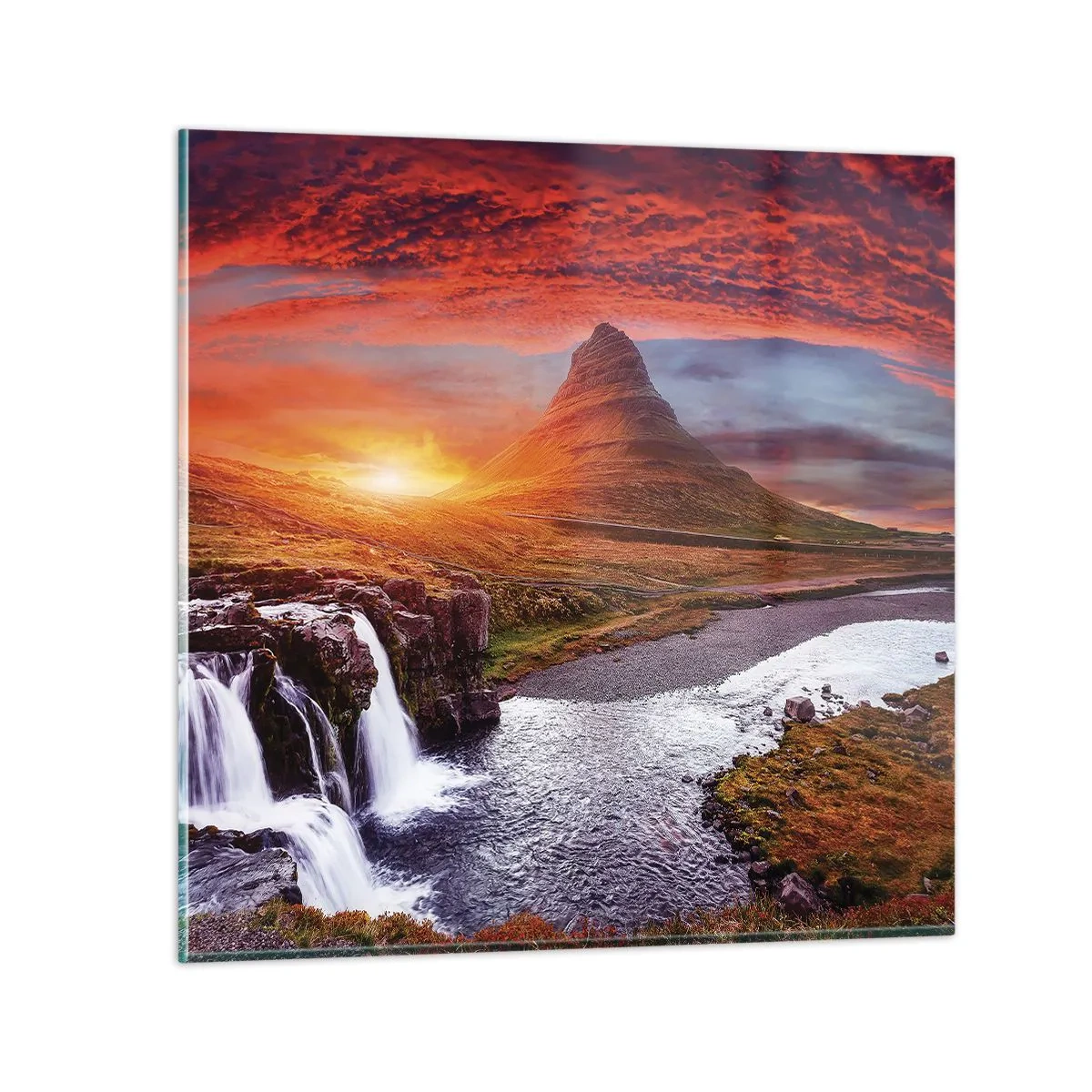 Billede på glas - En udsigt over Midgård - 30x30 cm