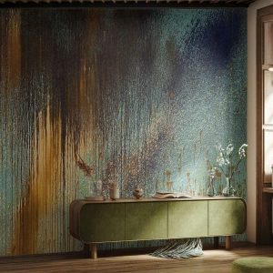 Fototapet Selvklæbende Deluxe Sticker - En utilsigtet farverig komposition - Abstraktion, Industriel, Maling - 450x315 cm