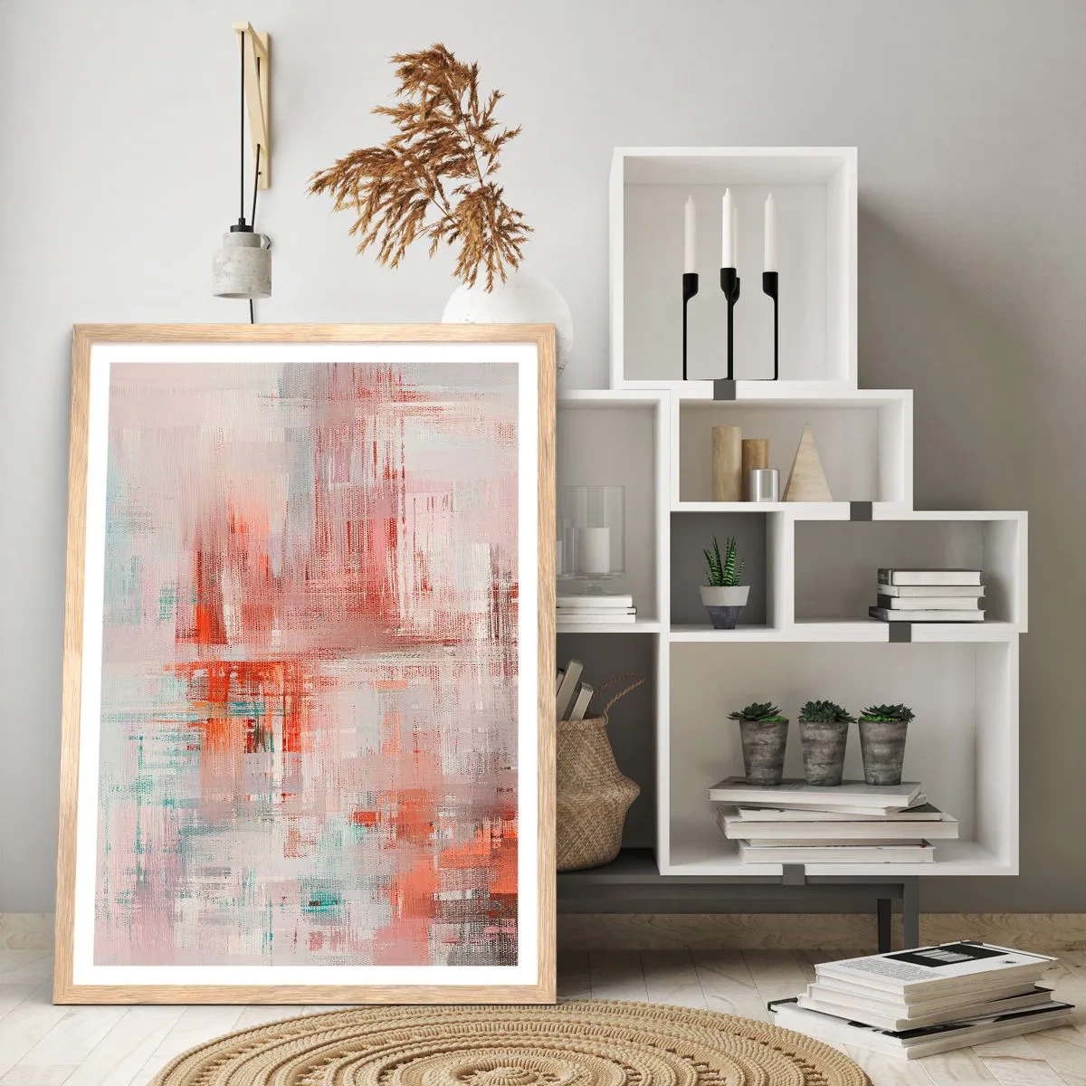 Plakat i ramme af lyst egetræ - Diset. Hvor er dog det lyserødt - 50x70 cm