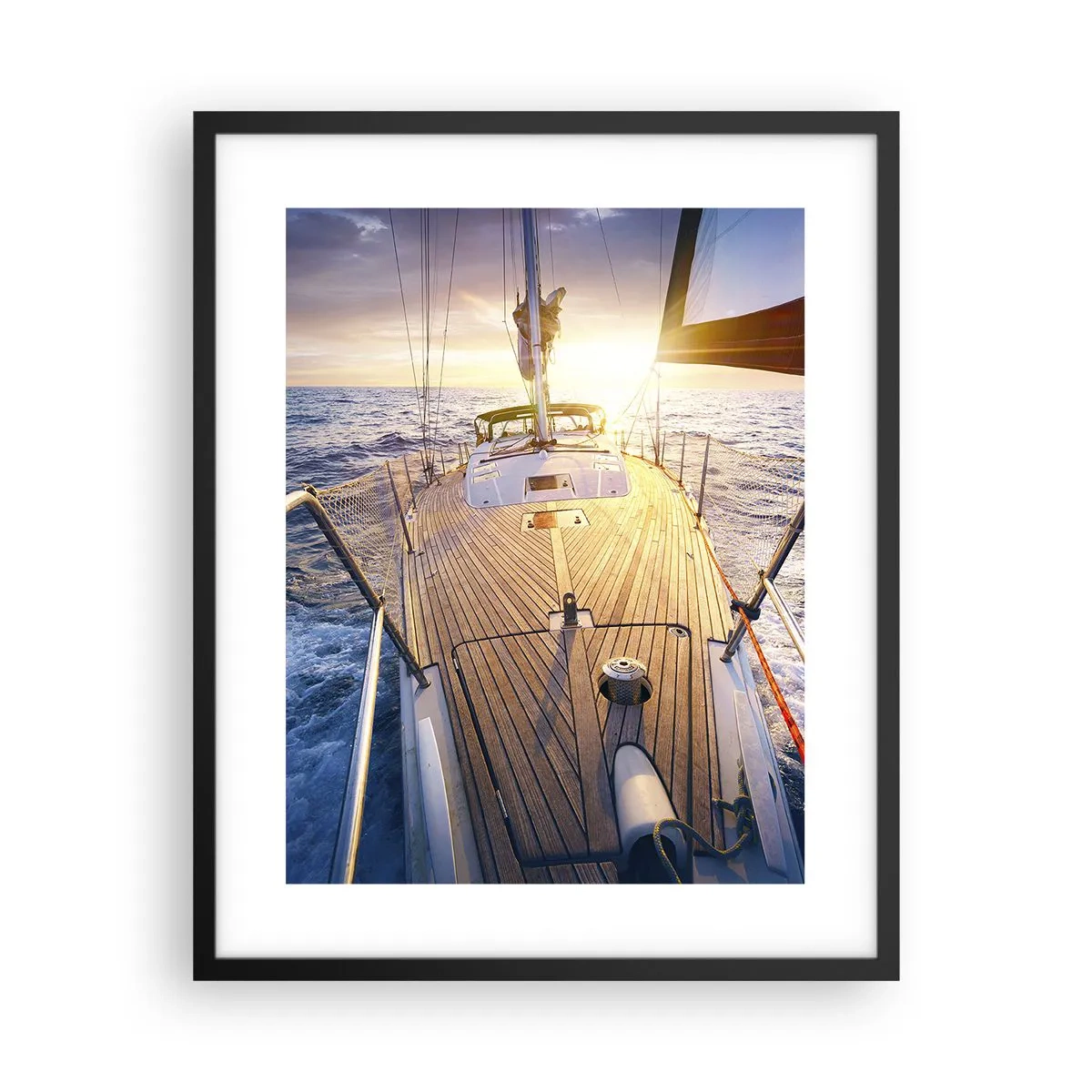 Plakat i sort ramme - Løber på bølgerne - 40x50 cm