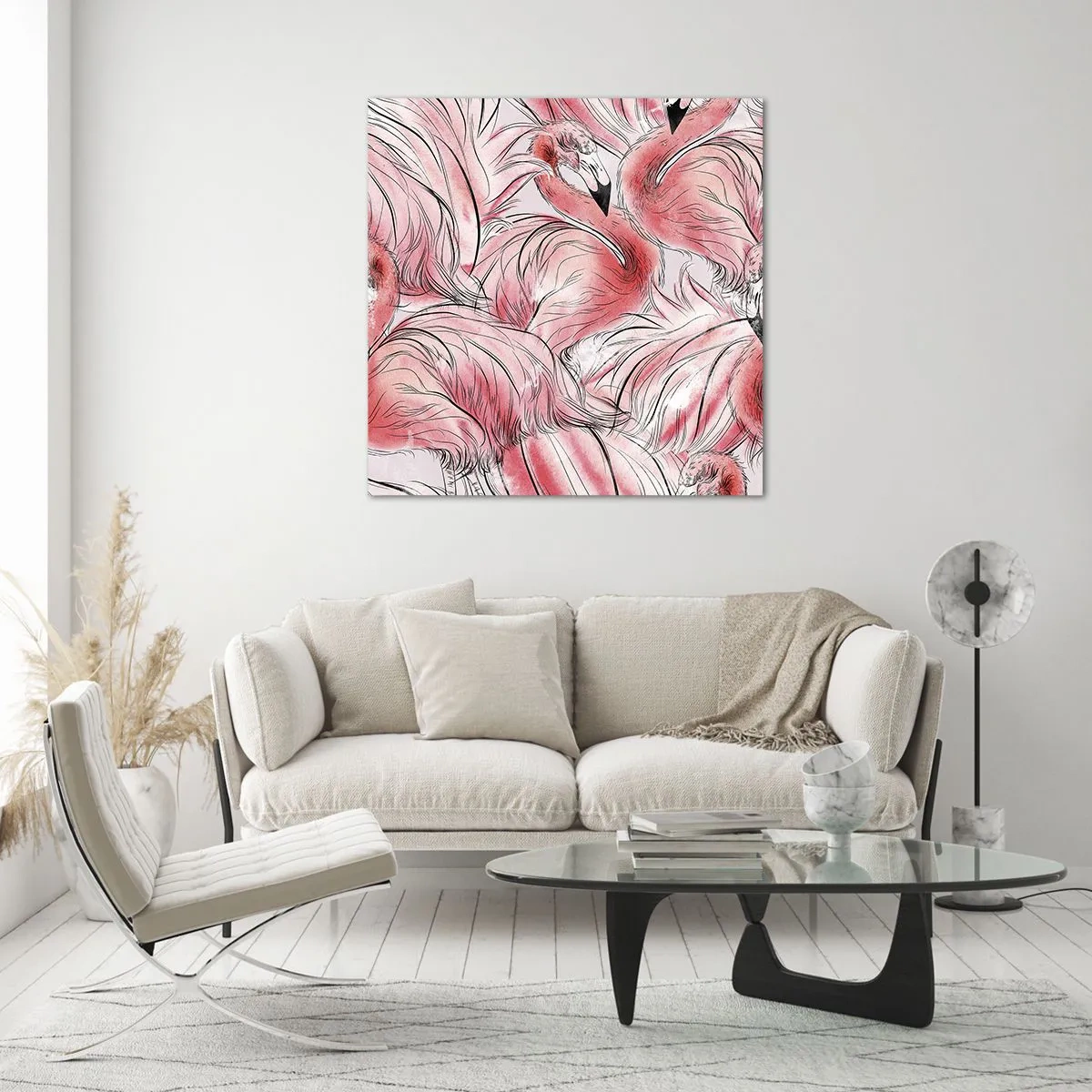 Billede på glas - Fugle corps de ballet - 50x50 cm