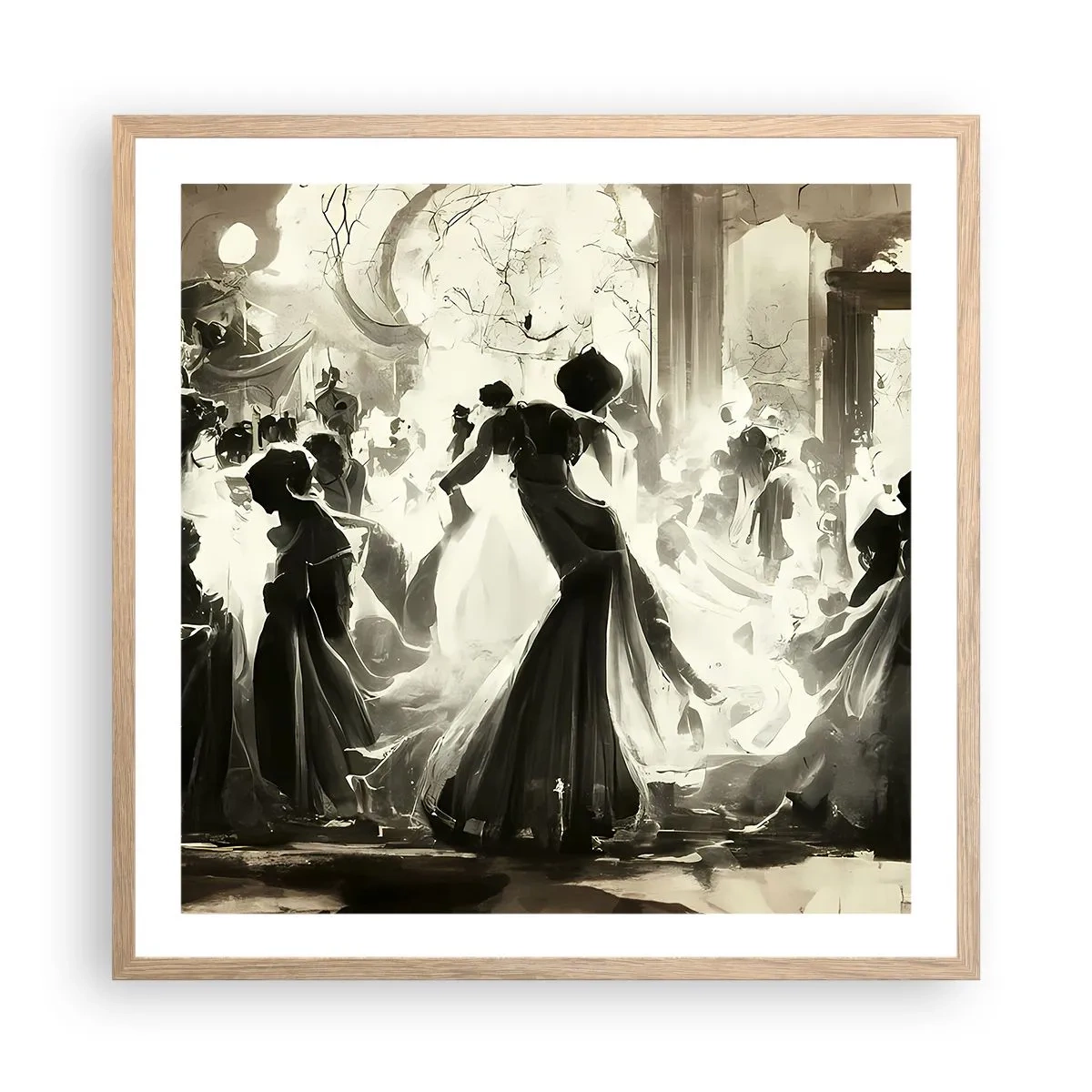 Plakat i ramme af lyst egetræ - Den store maskerade - 60x60 cm