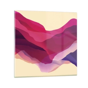 Billede på glas - Bølger i lilla - 60x60 cm