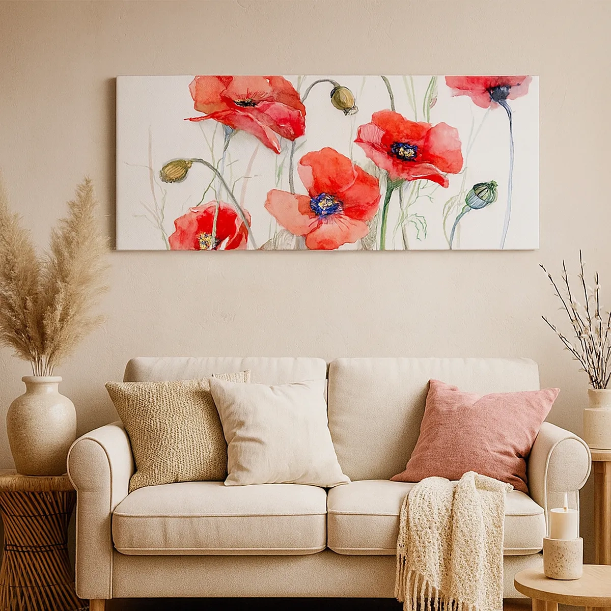 Lærredstryk - Billede på lærred - Polske blomster - 30x30 cm