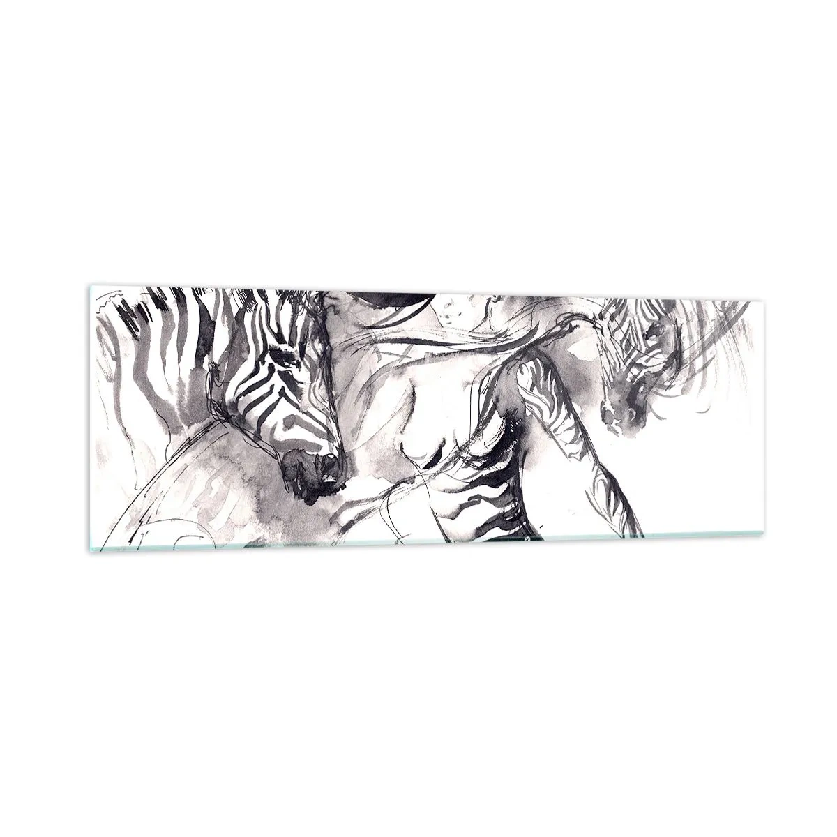 Billede på glas - Danser med zebraer - 90x30 cm