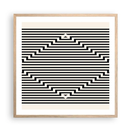 Plakat i ramme af lyst egetræ - Geometrisk illusion - 60x60 cm