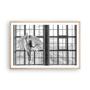 Plakat i ramme af lyst egetræ - Englenes by? - 91x61 cm