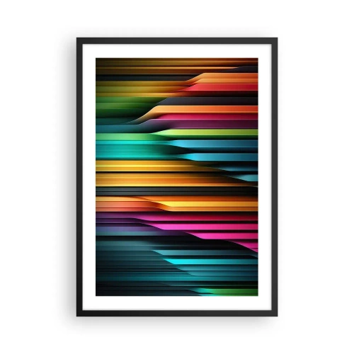 Plakat i sort ramme - Farverige striber i futuristisk stil - 50x70cm - Lysende orgel - Moderne vægdekoration til stue og soveværelse ARTTOR