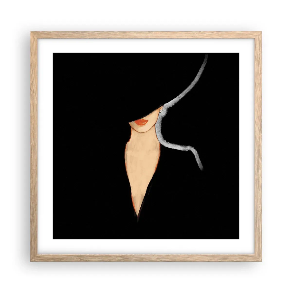 Plakat i ramme af lyst egetræ - Elegance og stil - 50x50 cm