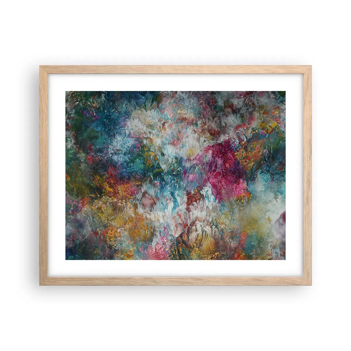 Plakat i ramme af lyst egetræ - I fuldt flor - 50x40 cm