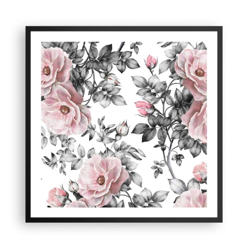 Plakat i sort ramme - Forsvind i rosenblomsterne - 60x60 cm