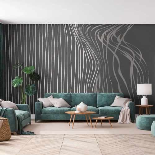 Fototapet Standard Eco - Abstrakt silhuet af en kvinde med bølgede linjer - 100x70cm - Rytme og accent - Moderne vægdekoration til stue og soveværelse ARTTOR