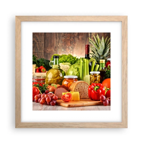 Plakat i ramme af lyst egetræ - Røget, ristet, marineret - 30x30 cm