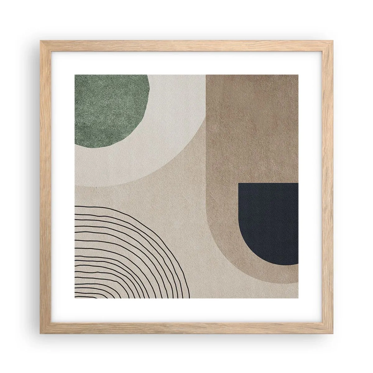 Plakat i ramme af lyst egetræ - Blidheden i en oval - 40x40 cm