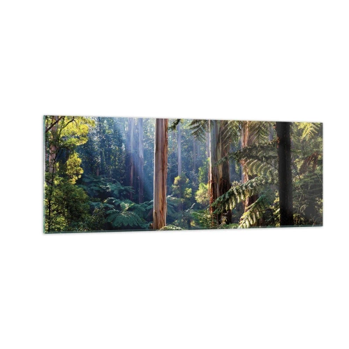 Billede på glas - En fortælling om skoven - 140x50 cm