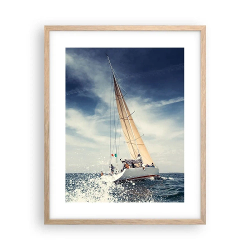 Plakat i ramme af lyst egetræ - De kan ikke indhente os! - 40x50 cm