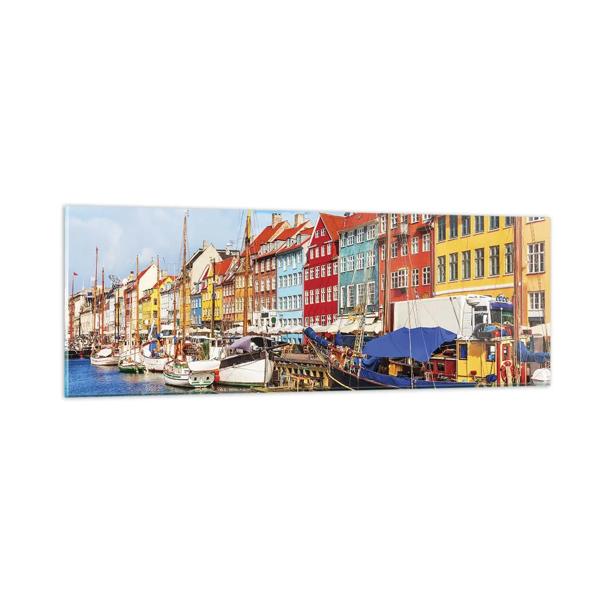 Billede på glas - Glædelig kaj - 90x30 cm