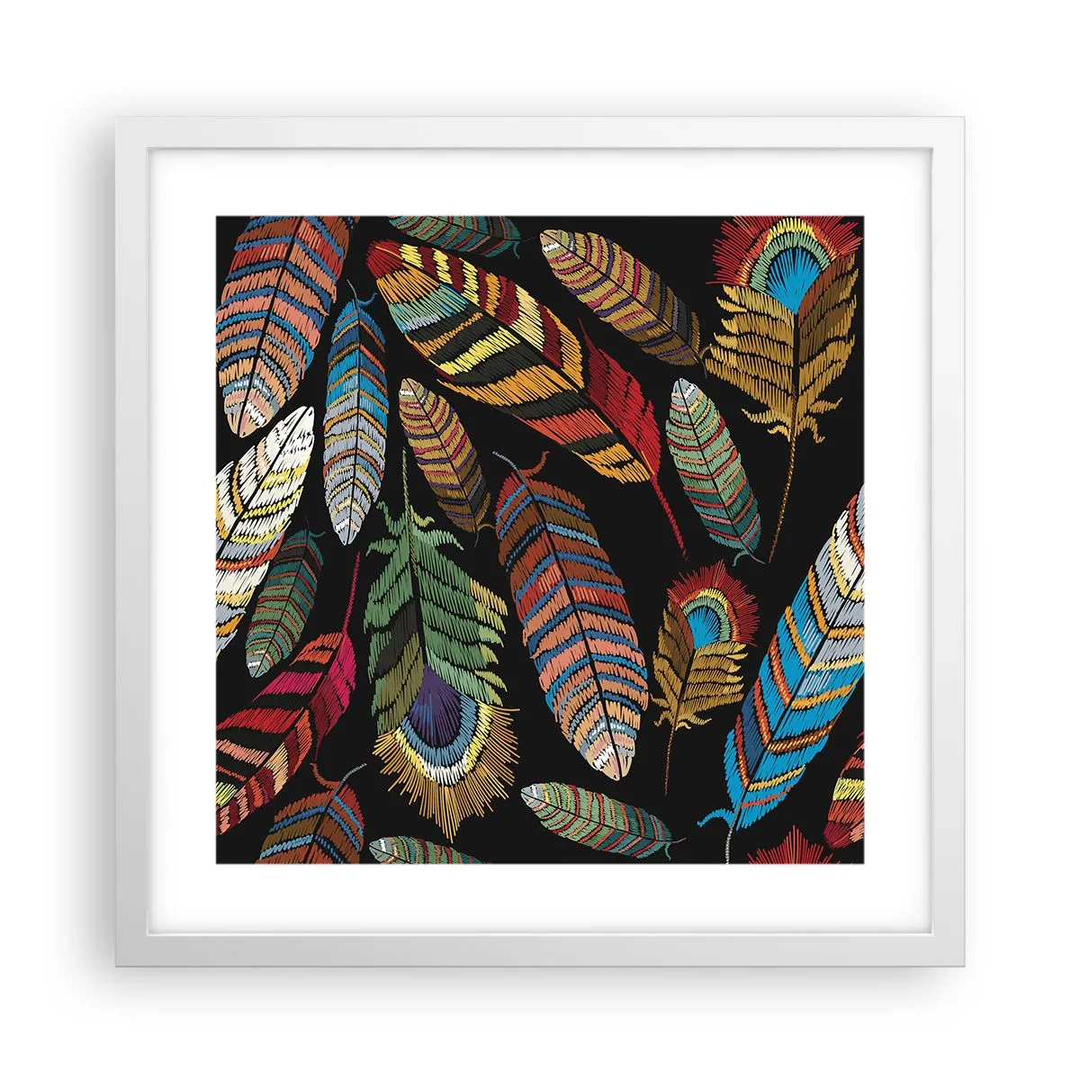 Plakat i hvid ramme - Fuglekarneval - 40x40 cm