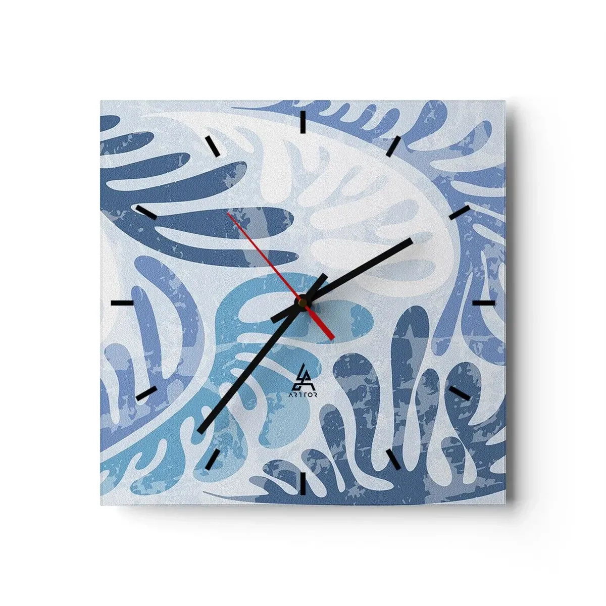 Vægur, Uret - Blå bregner - 40x40 cm