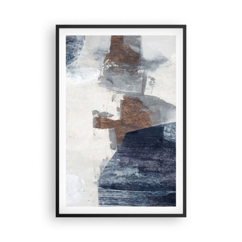Plakat i sort ramme - Blåbrune former - 61x91 cm
