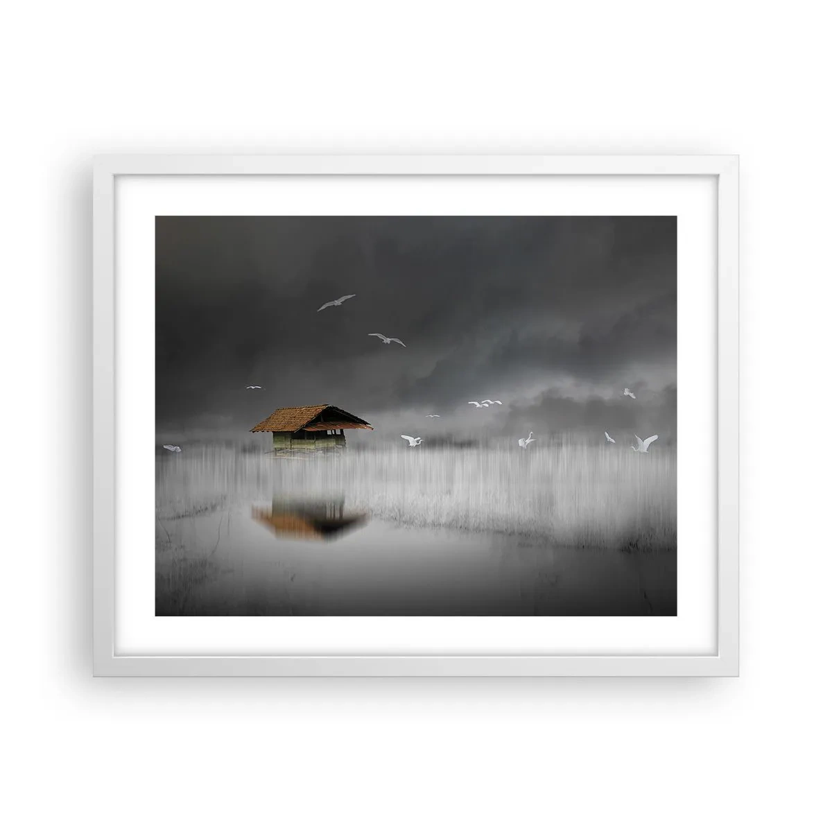 Plakat i hvid ramme - Beskyttelse mod regnen - 50x40 cm