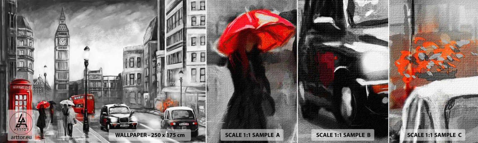 Prøve Fototapet Selvklæbende Deluxe Sticker - Overhovedet ikke en grå by - London, By, Arkitektur - 100x30 cm