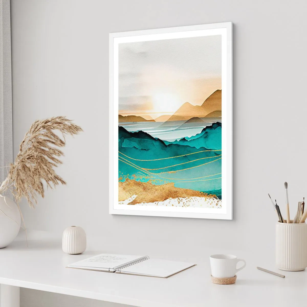 Plakat i hvid ramme - På grænsen til abstraktion - landskab - 50x70 cm