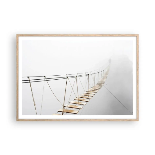 Plakat i ramme af lyst egetræ - Hvor vil det føre dig hen? - 100x70 cm