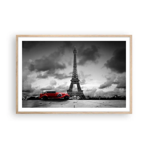 Plakat i ramme af lyst egetræ - For ikke så længe siden i Paris - 91x61 cm