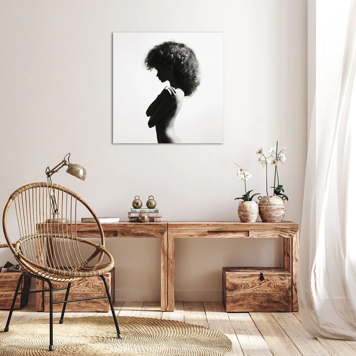 Lærredstryk - Billede på lærred - Som en blomst på en slank stilk - 60x60 cm