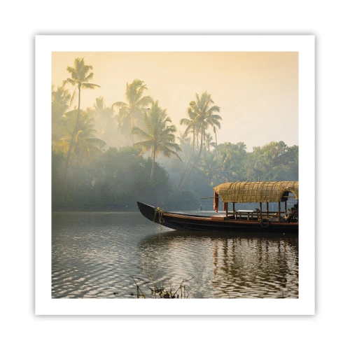 Plakat - Hus ved floden - 60x60 cm