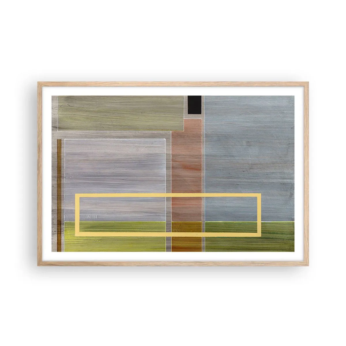Plakat i ramme af lyst egetræ - Lige og rolig - 91x61 cm