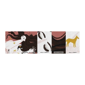 Fototapet Prøve Standard Eco - Drøm om en gylden hest - Kvinde, Portræt, Minimalisme - 100x30 cm