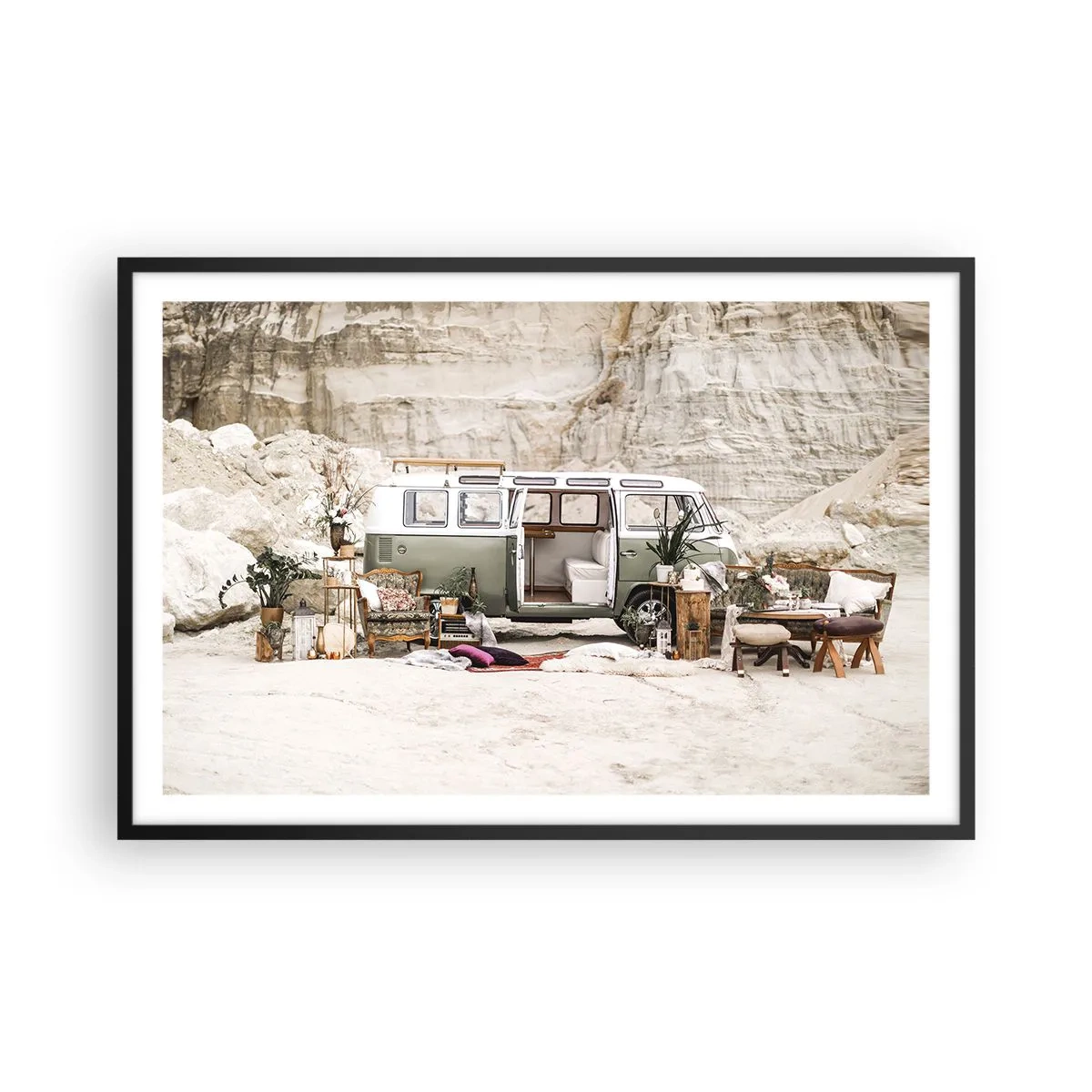 Plakat i sort ramme - Tid til at starte rejsen - 91x61 cm