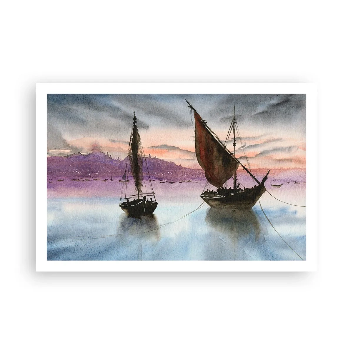 Plakat - Aften i havnen - 91x61 cm