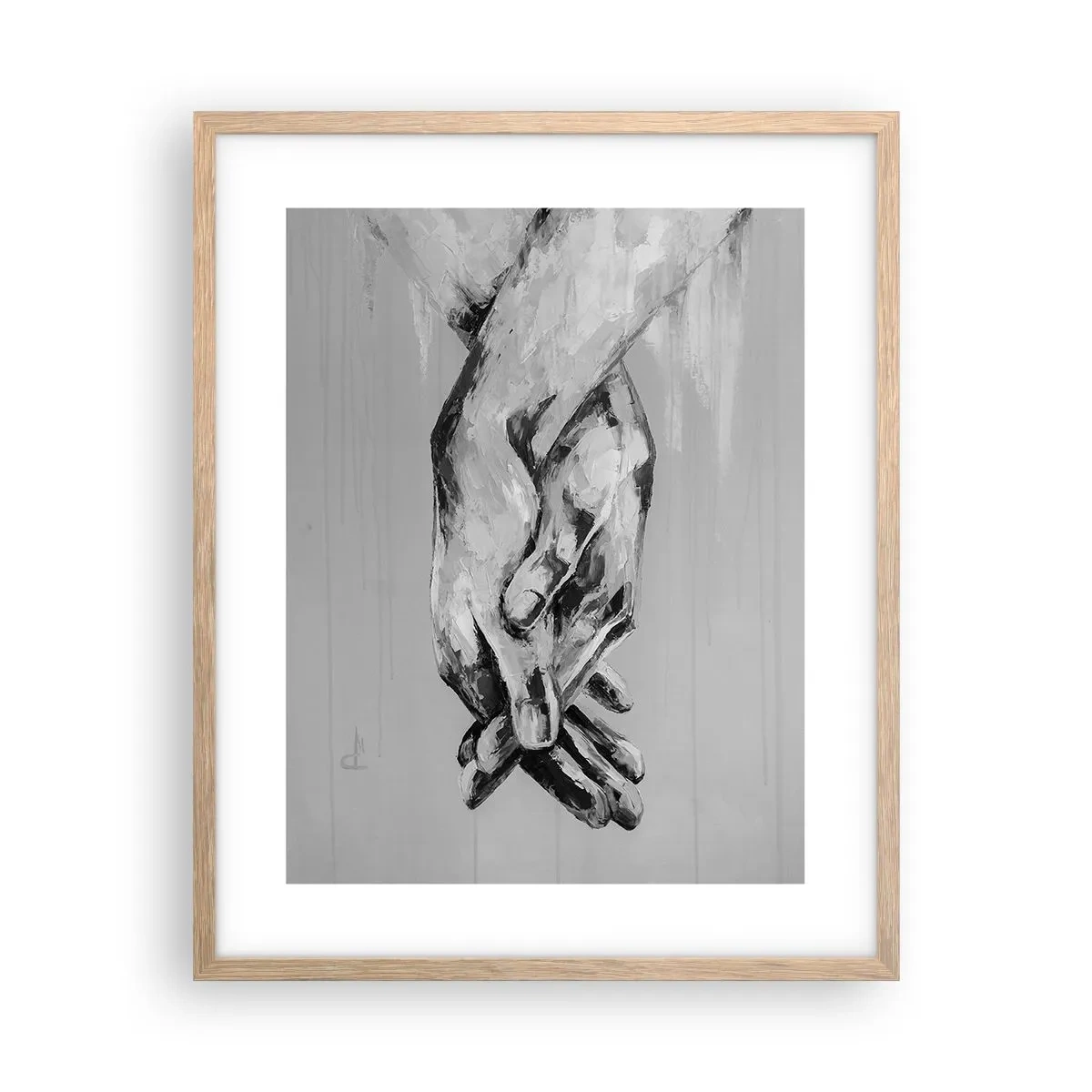 Plakat i ramme af lyst egetræ - Begyndelsen ... - 40x50 cm