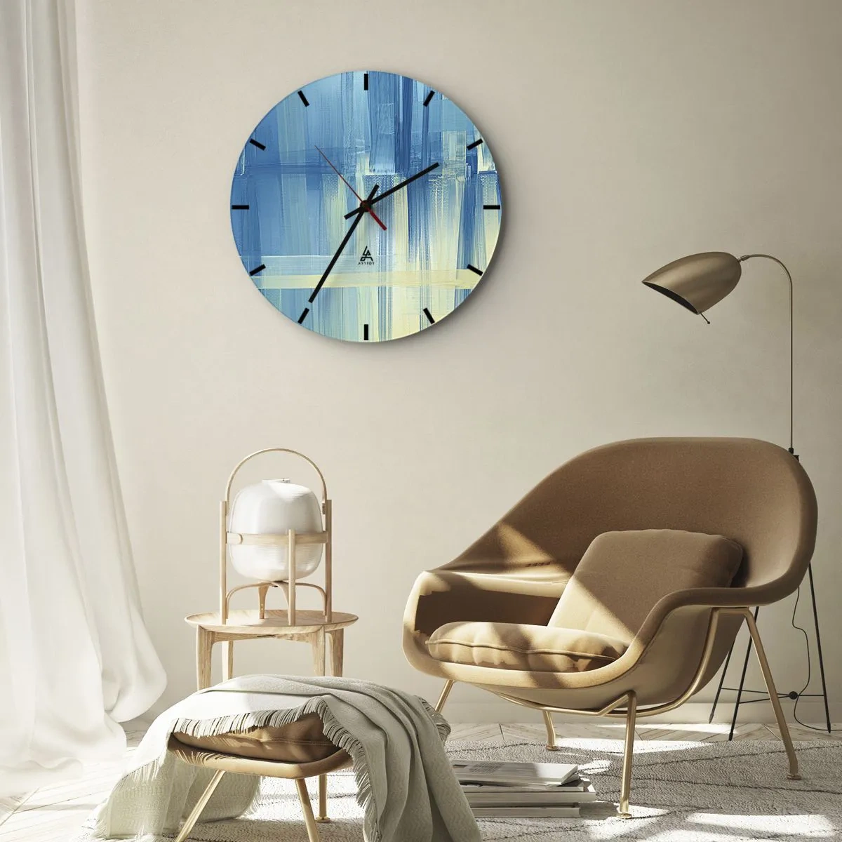 Vægur, Uret - Komposition i turkis - 30x30 cm