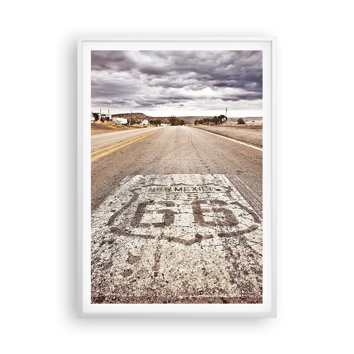 Plakat i hvid ramme - Mother Road - amerikansk legende - 70x100 cm