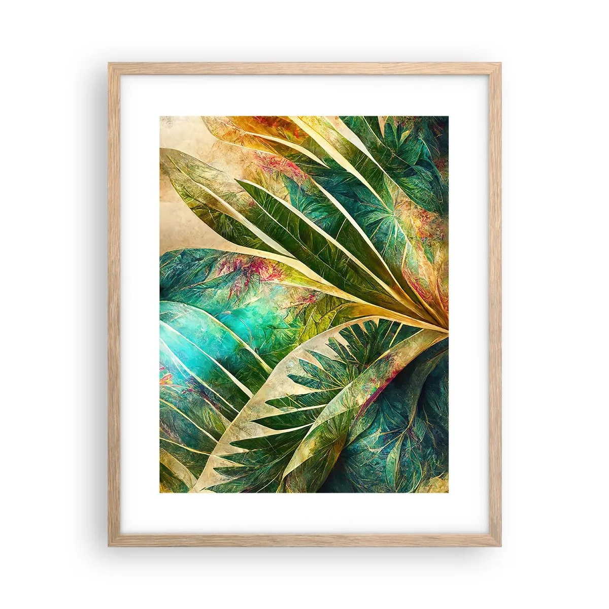 Plakat i ramme af lyst egetræ - Farver fra troperne - 40x50 cm