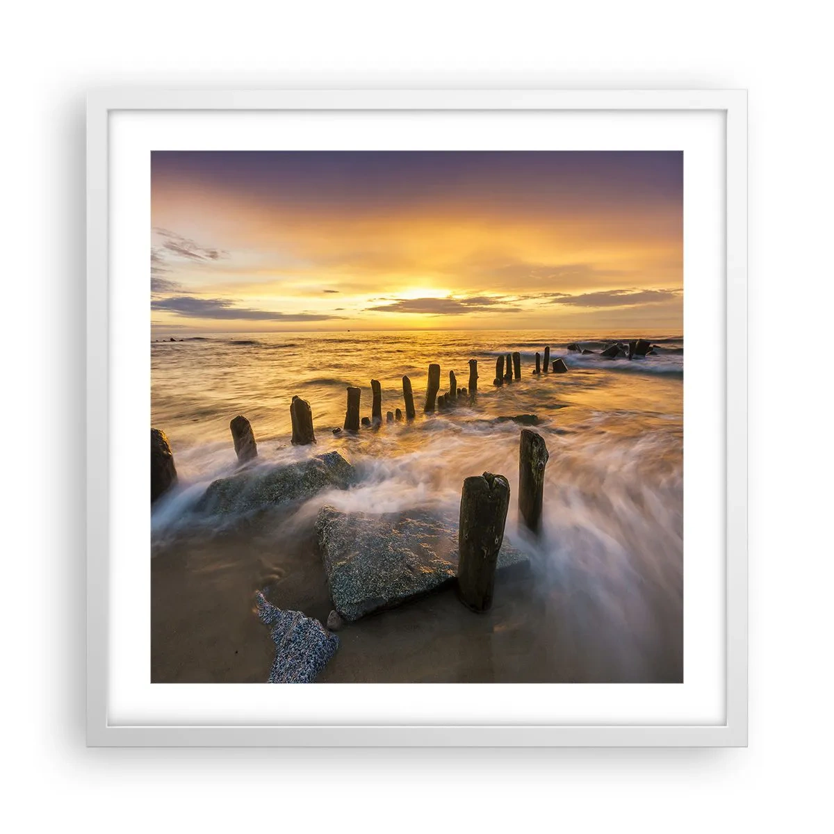 Plakat i hvid ramme - Østersøens rå skønhed - 50x50 cm