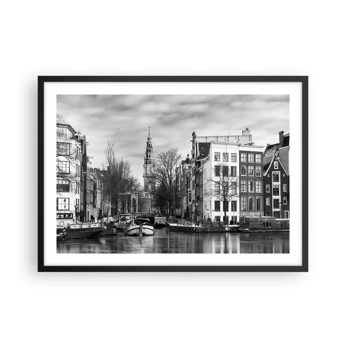 Plakat i sort ramme - Amsterdam stemning - 70x50 cm