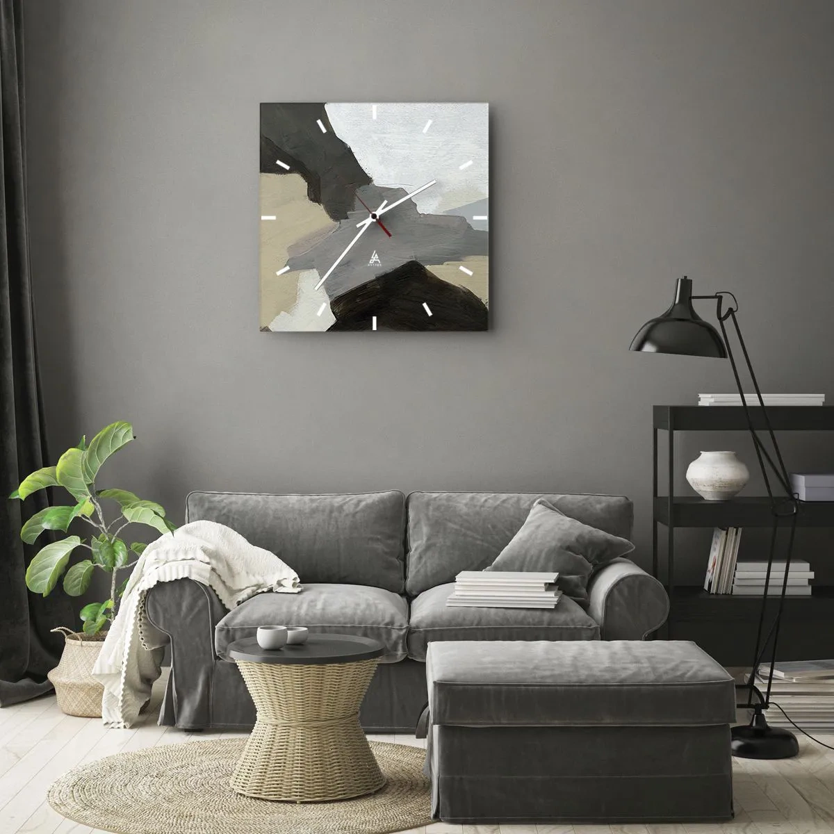 Vægur, Uret - Abstraktion: afsked med det grå - 30x30 cm